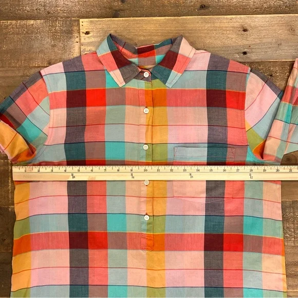 J. Crew Lightweight Colorful Plaid Button-Up Women’s Shirt - Picture 5 of 9